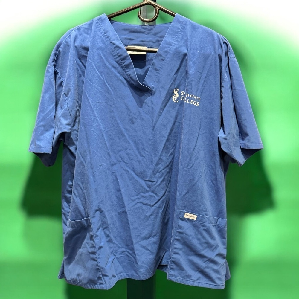 San jac college Blue Scrub Top by Cherokee 3XL with pockets